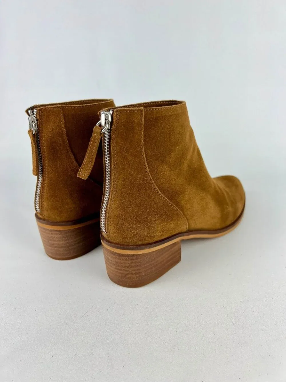 Steve Madden Womens Legally Ankle Boots Brown Suede Block Heel Back Zip size 7